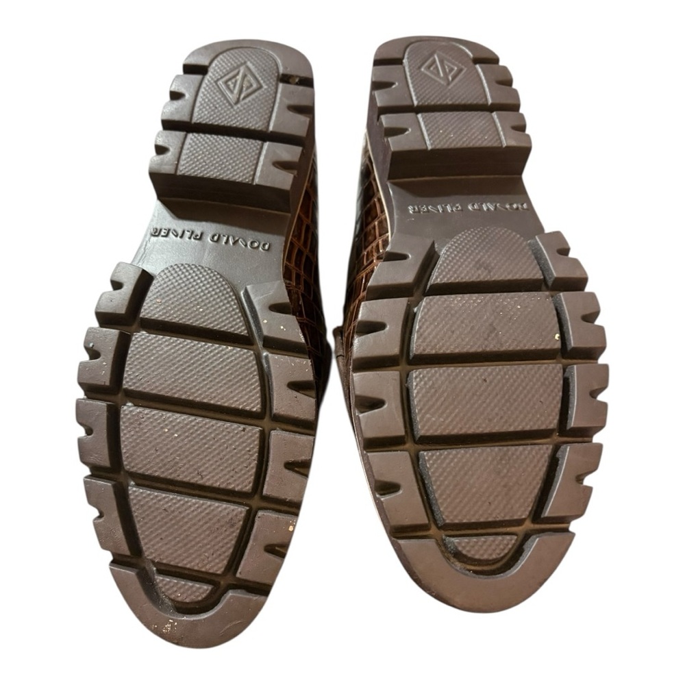 Donald J. Pliner Brown Croc-Embossed Leather Loafers - Picture 7 of 8
